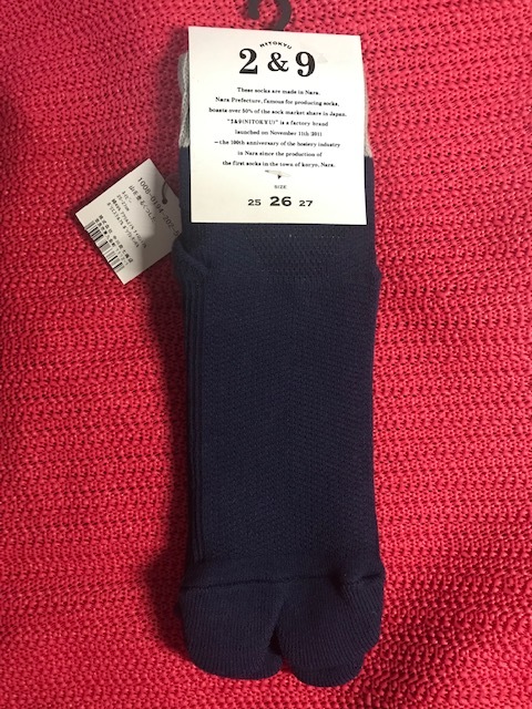 未使用品〇山を登る靴下 中川政七商店 2&9 25~27cm ネイビー拍卖