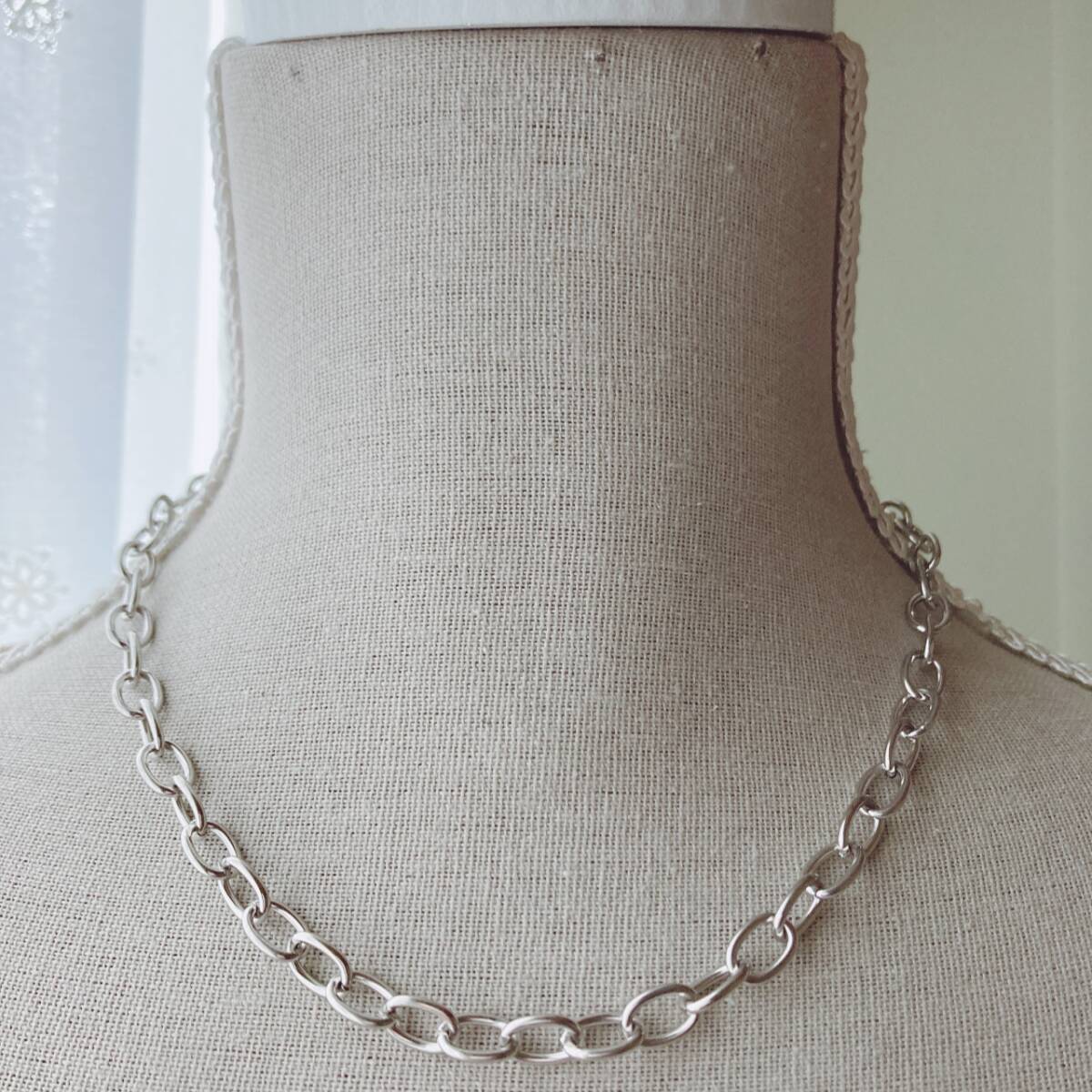 チェーンネックレス シルバーチェーン ネックレス ショート 太めチェーン メンズ レディース☆vintage jewelry accessories F0027拍卖