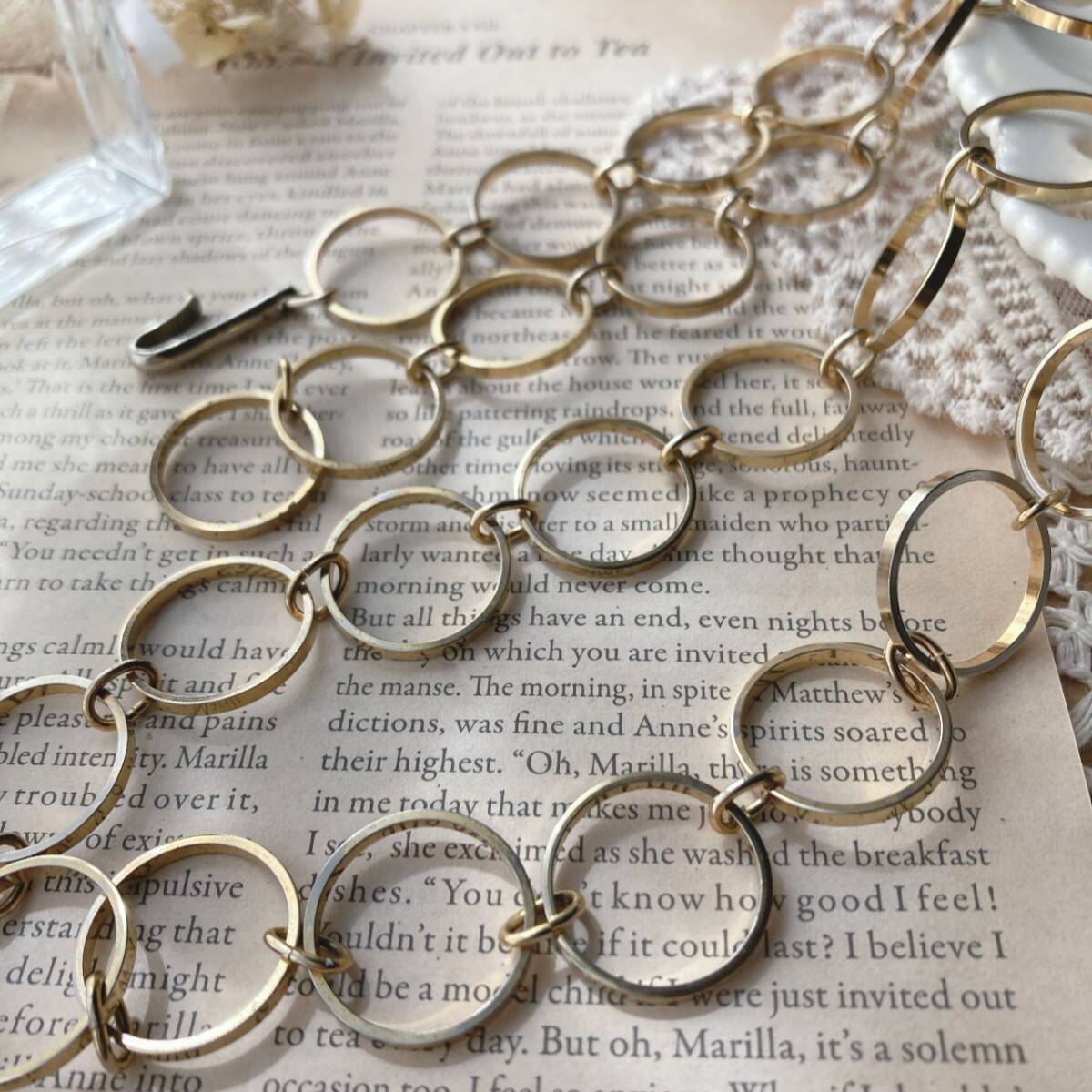 チェーンベルト ゴールドトーン フープチェーン サークル☆vintage jewelry accessories F0064 拍卖