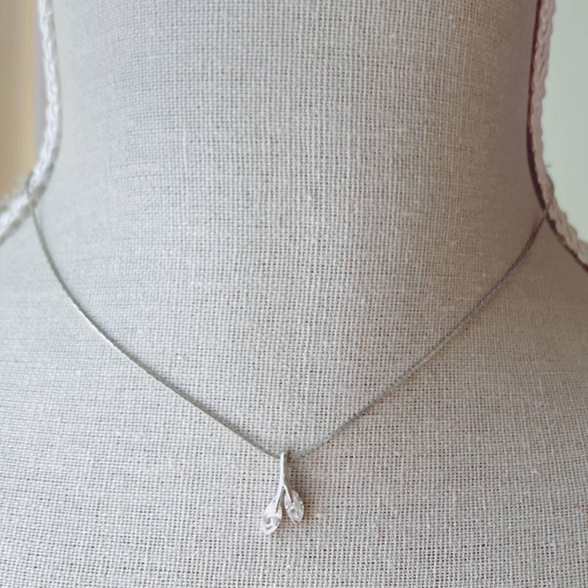 ネックレス ショート マーキスカット シルバートーン ジルコニア エレガント 美品☆vintage jewelry accessories F0127拍卖