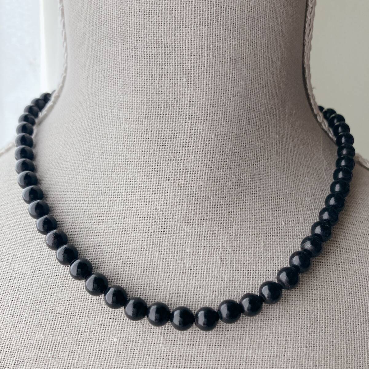 ヴィンテージネックレス ショート オニキス風 黒 ブラック フォーマル☆vintage jewelry accessories F0209拍卖