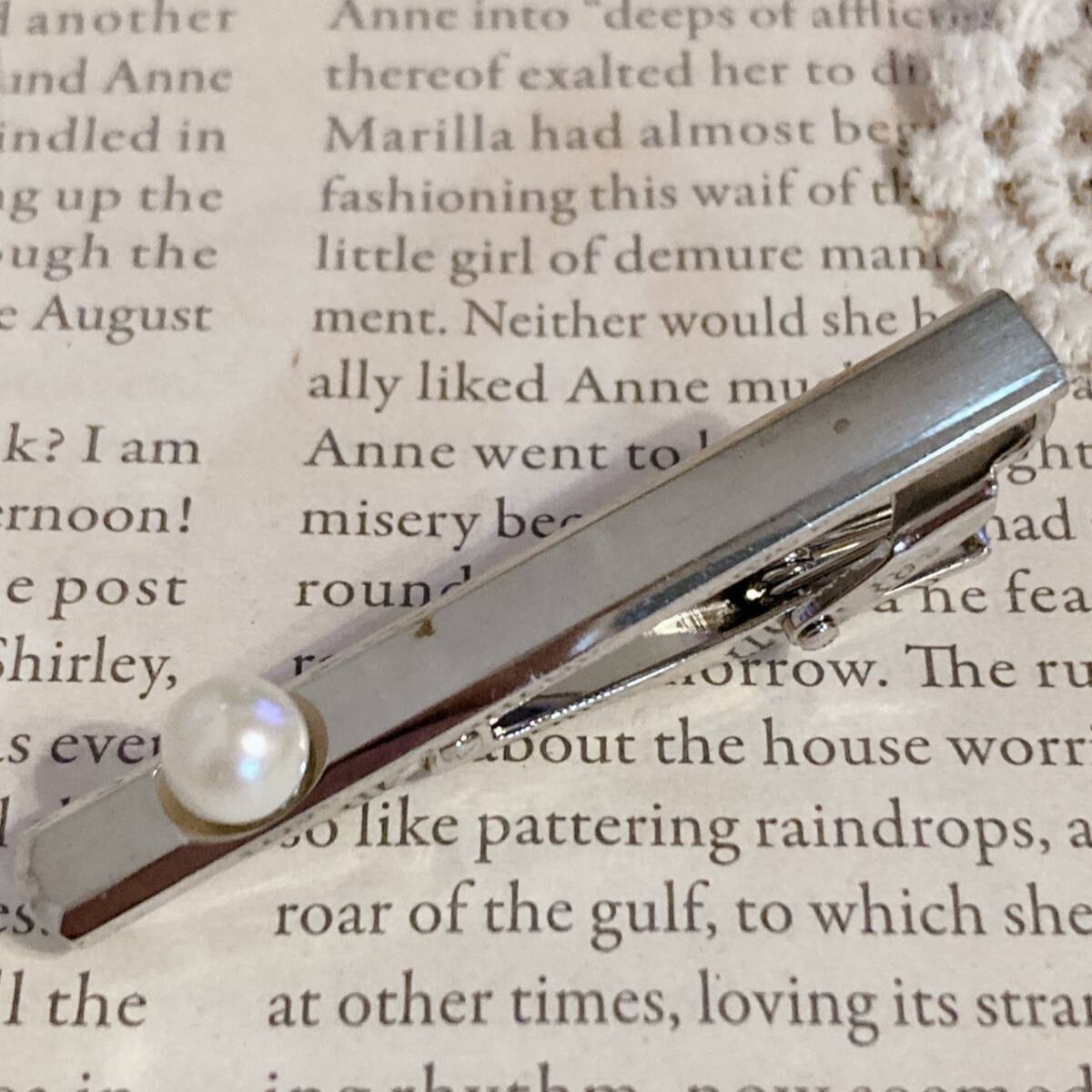 ヴィンテージタイピン タイバー パール 6mm つや消し シルバー 美品 ネクタイピン☆☆vintage jewelry accessories F0217拍卖