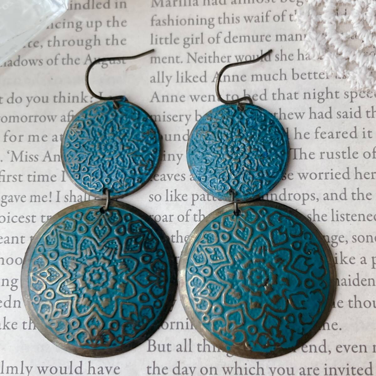 ピアス ロング エスニック ボヘミアン ターコイズ ゆらゆら 未使用☆vintage jewelry accessories F0222拍卖