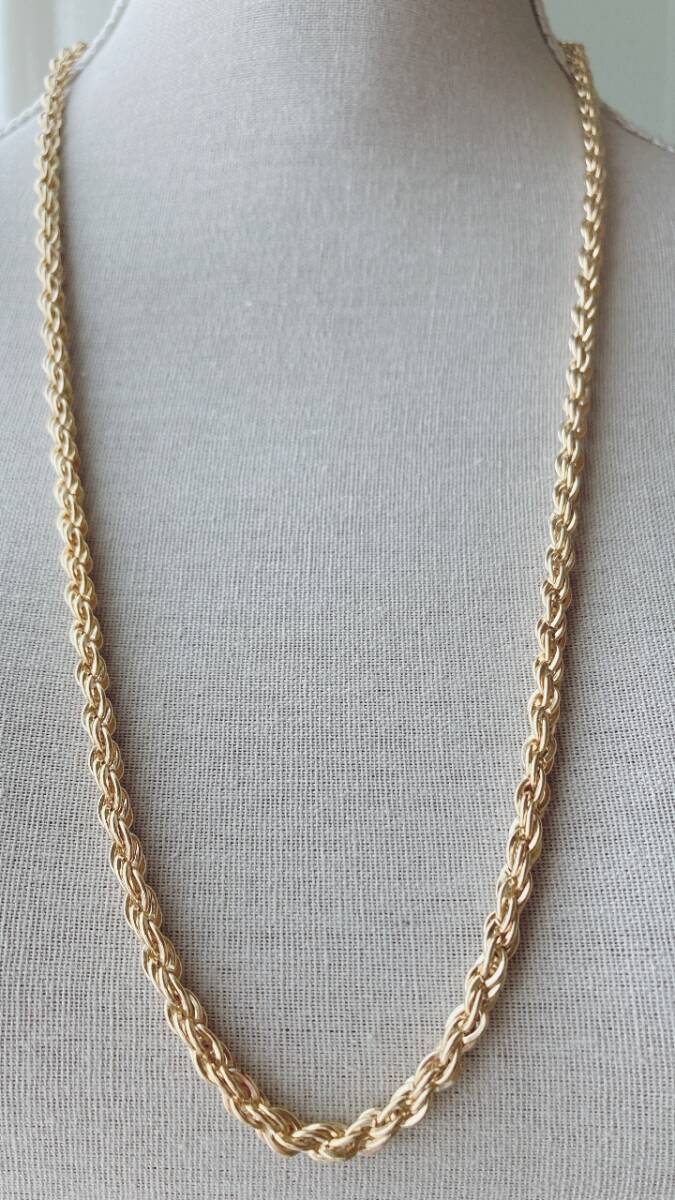 ロングネックレス K18GF USA.PAT 刻印有 ゴールドトーン 約47g ツイスト 金張り 約73cm☆vintage jewelry accessories F0133 拍卖