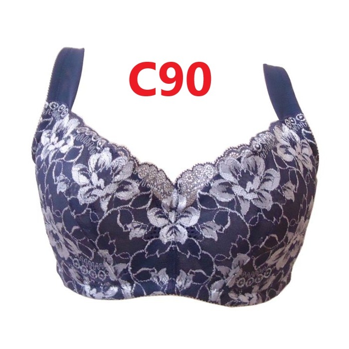 C90・ネイビー バストすっきりブラジャー ワイヤー入り 幅広ストラップ 脇高設計 リフトアップパネル 細見せ ブラジャー 新品拍卖