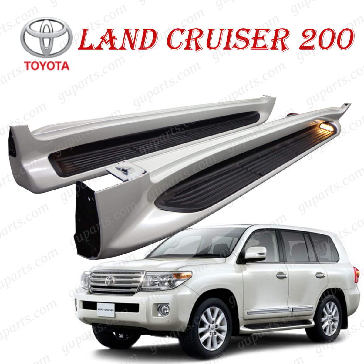 ランド クルーザー UZJ200W URJ202W 前期 中期 後期 LX570 LOOK 左 右 サイド ステップ ランニング ボード フットランプ 白 ラン クル 200拍卖