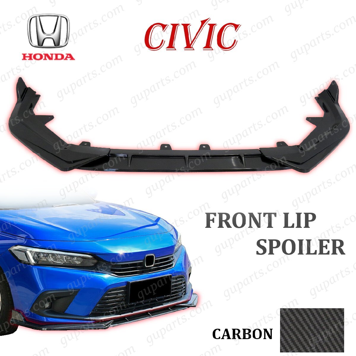 シビック FL1 FL4 フロント リップ バンパー アンダー スポイラー カーボン スカート 3分割 R3.9~ HONDA ホンダ CIVIC拍卖