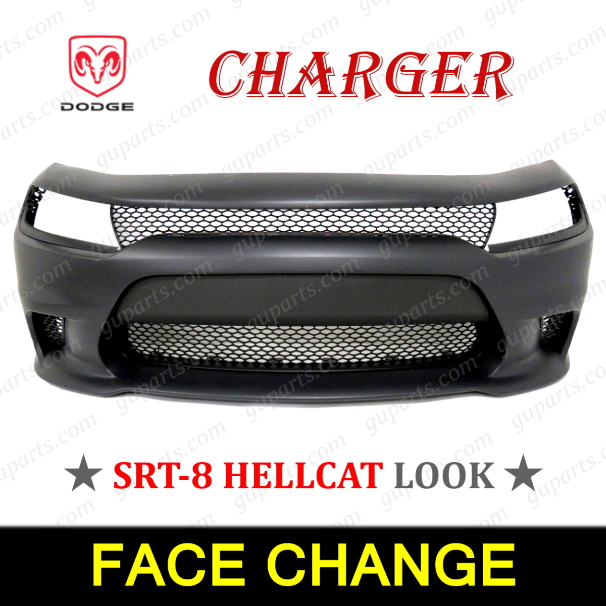 ダッジ チャージャー SE SXT R/T → SRT 8 HELLCAT LOOK フロント バンパー フォグ グリル リップ スポイラー 68267765AA 68267765AB拍卖
