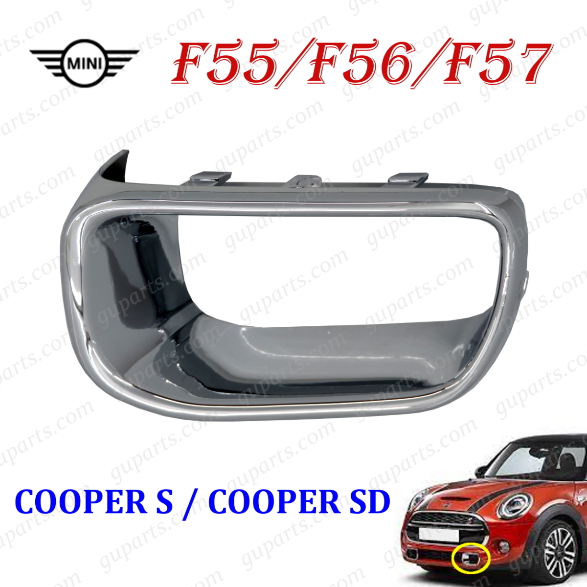 MINI クーパー S SD F55 F56 F57 2014~ 左 ブレーキ エア ダクト カバー フロント バンパー クローム メッキ ガーニッシュ ロア グリル拍卖