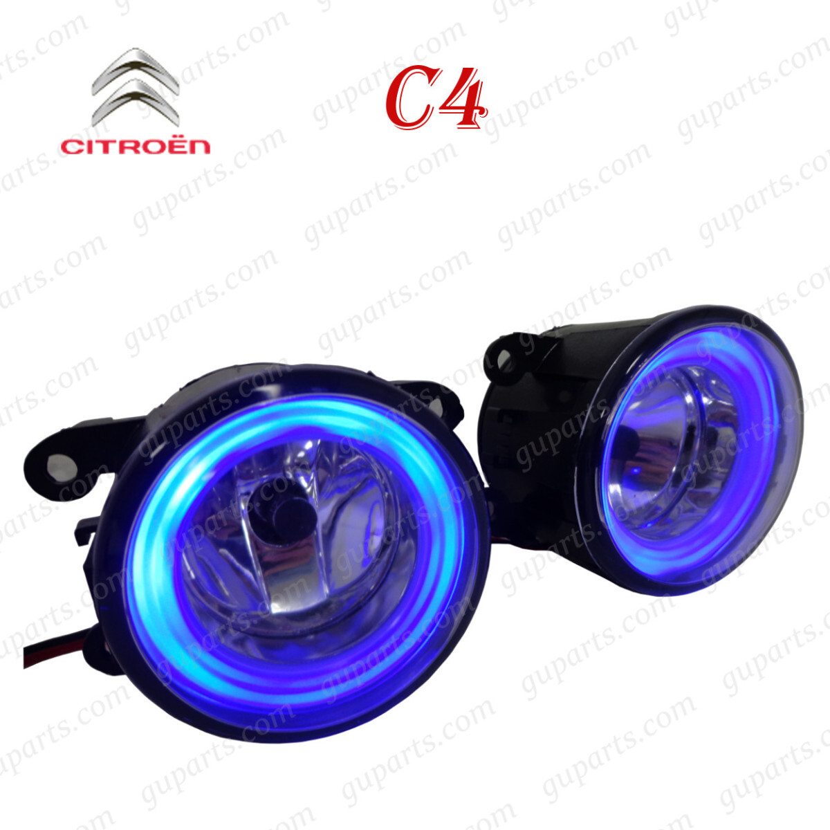 シトロエン C4 B5 B5NFU B5RFJ B5RFK ブルー イカリング LED デイ ライト フォグ ランプ 左 右 620662 6206E1 1209177拍卖