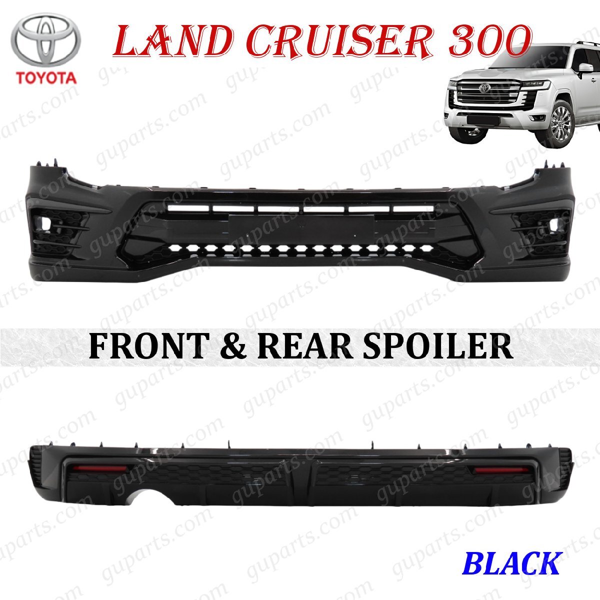 ランドクルーザー 300 系 ZX 用 黒 フロント リア バンパー エアロ パーツ セット スポイラー スタイリングキット ランクル300拍卖