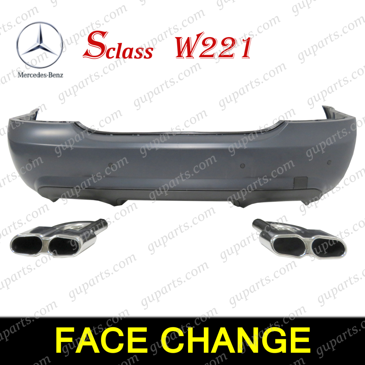 ベンツ S W221 S350 S500 S550 S600 S63 → S65 AMG 後期 リア バンパー デュアル マフラー セット ディフューザー エアロ パーツ拍卖