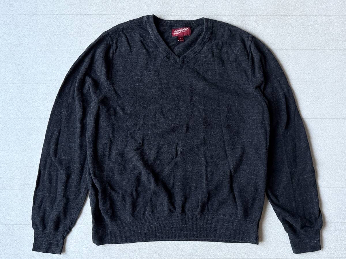 ☆送料無料☆ ARIZONA JEAN CO. USA直輸入 古着 Vネック コットン ニット セーター メンズ XL チャコール トップス 中古 即決拍卖