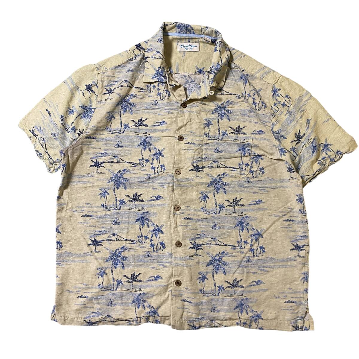 アメリカ古着 カリビアン シルク アロハシャツ ハワイアン 開襟シャツ Lサイズ US古着 【AL374】拍卖