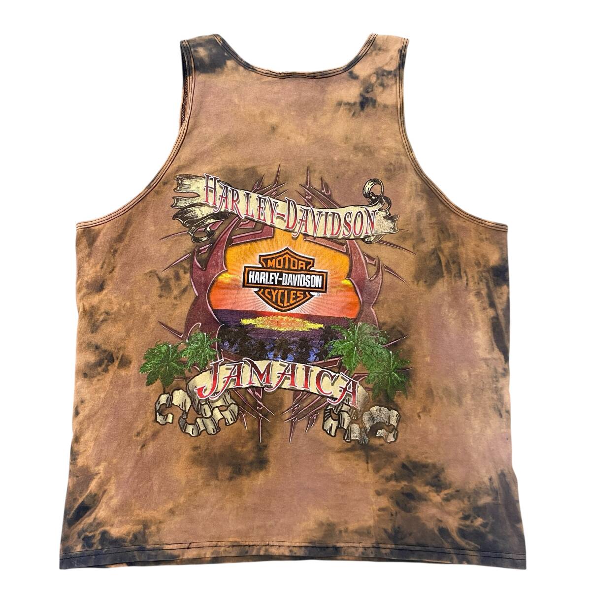 古着 ジャマイカ ハーレーダビッドソン タンクトップ ノースリーブ ブリーチ加工 XLサイズ 【I2240】拍卖