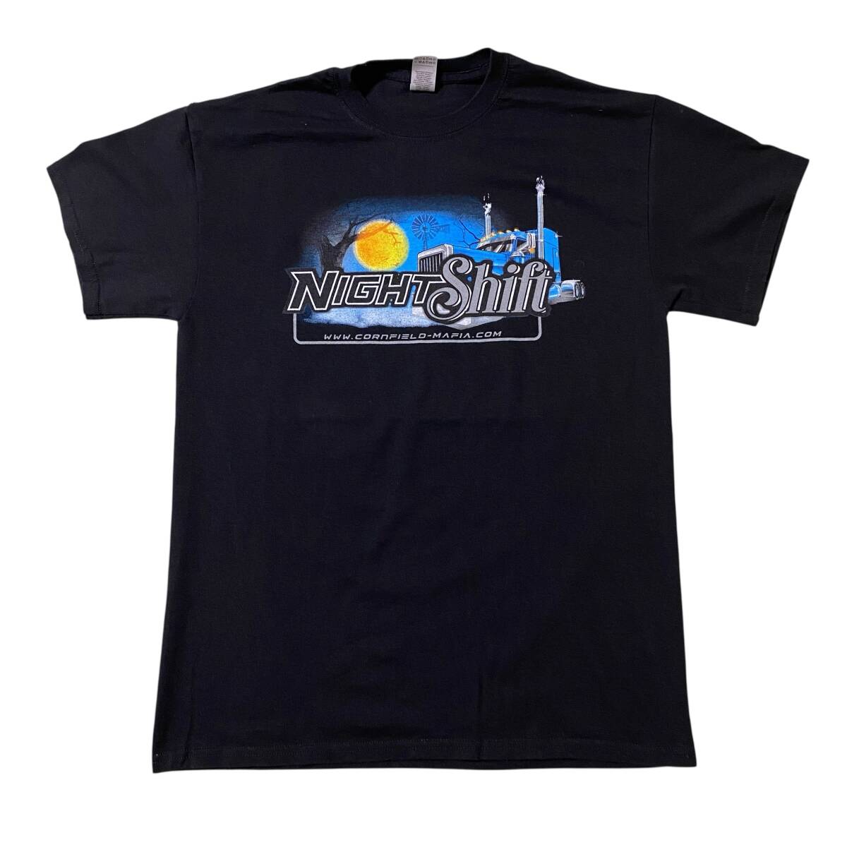 アメリカ古着 NIGHT Shift 半袖 Tシャツ トラック 車 プリント US古着 ブラック Mサイズ 【I2254】拍卖