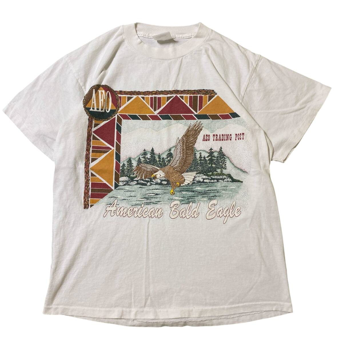 アメリカ古着 90s AEO TRADING POST 半袖 Tシャツ イーグル アニマル Lサイズ ヴィンテージ 【SE159】拍卖
