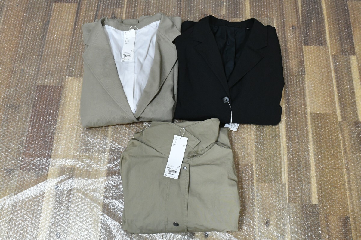 t7I47 未使用品 ユニクロ UNIQLO XXLサイズ セット ロングコート テーラードジャケット 定価約2.4 レディース アウター ブラック ベージュ拍卖