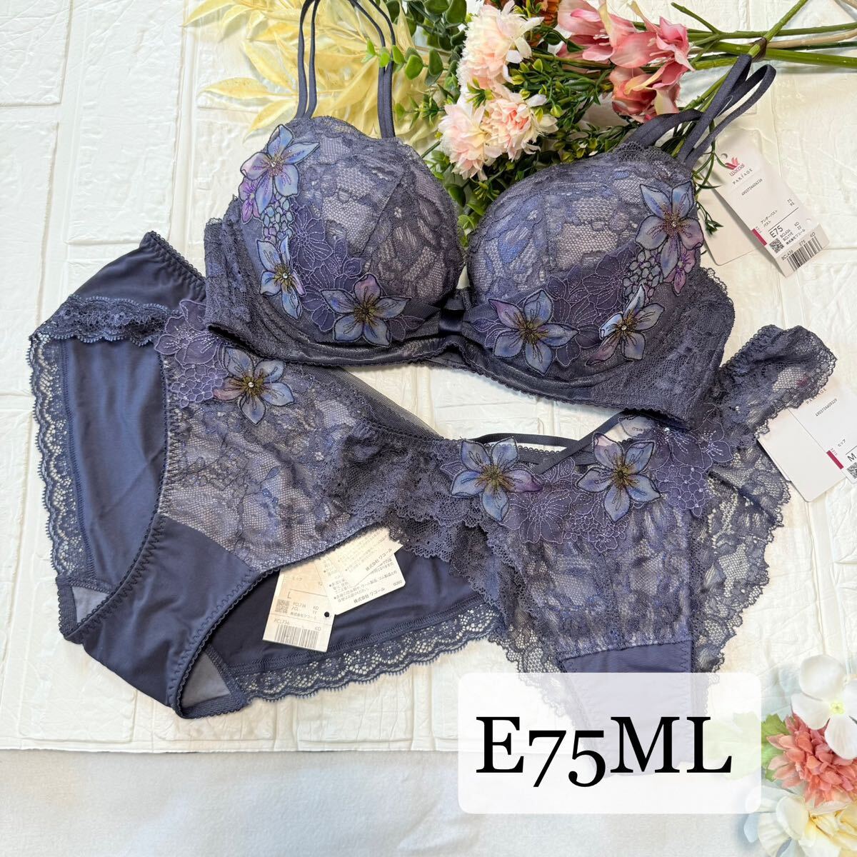 【新品】wacoal パルファージュ 36 リボンブラ ショーツ2枚E75LKO ワコール parfage サルート salute ソング Tバックショーツ拍卖