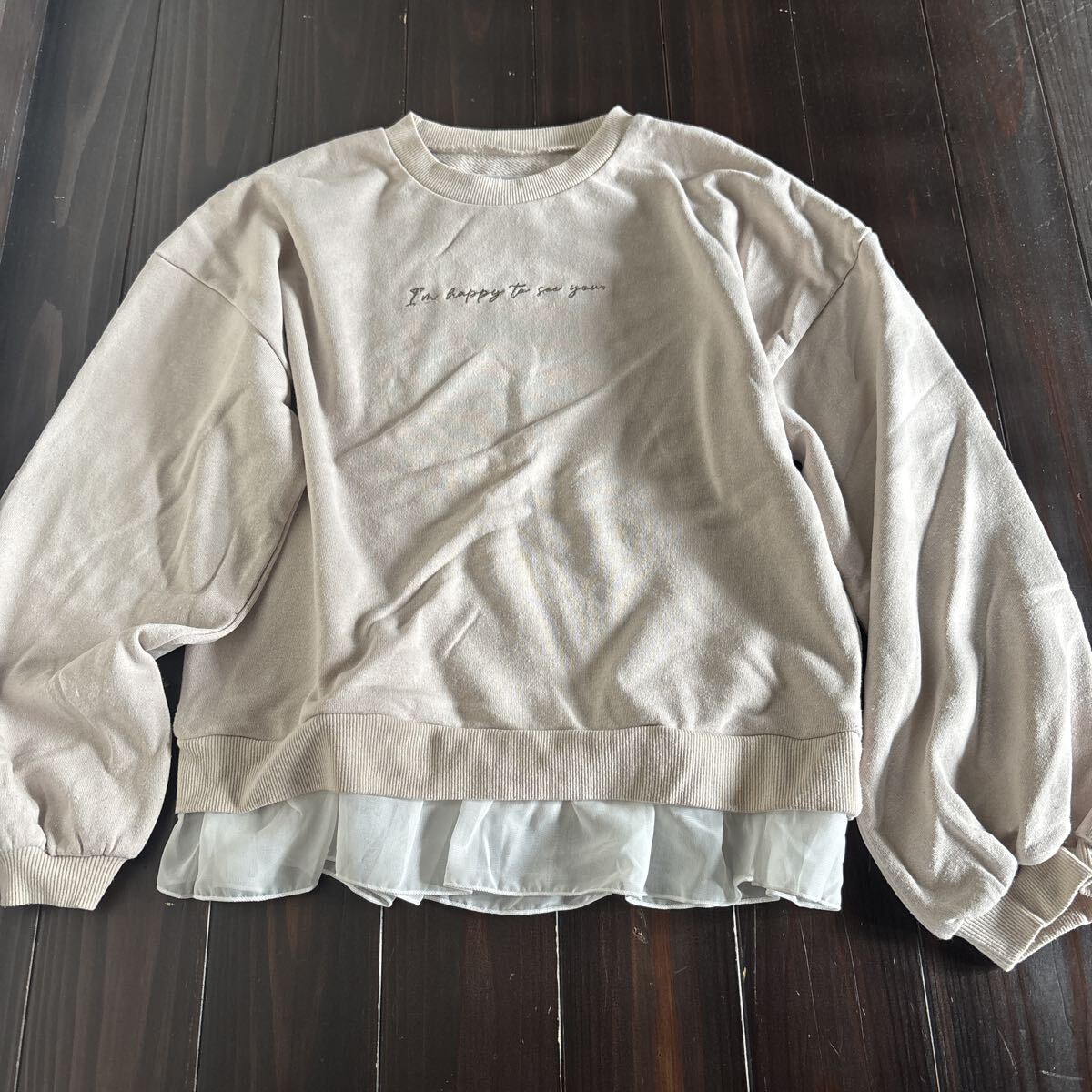 ikka★トレーナー★160★キッズ★長袖★トップス★子供★女の子★ベージュ★フリル拍卖