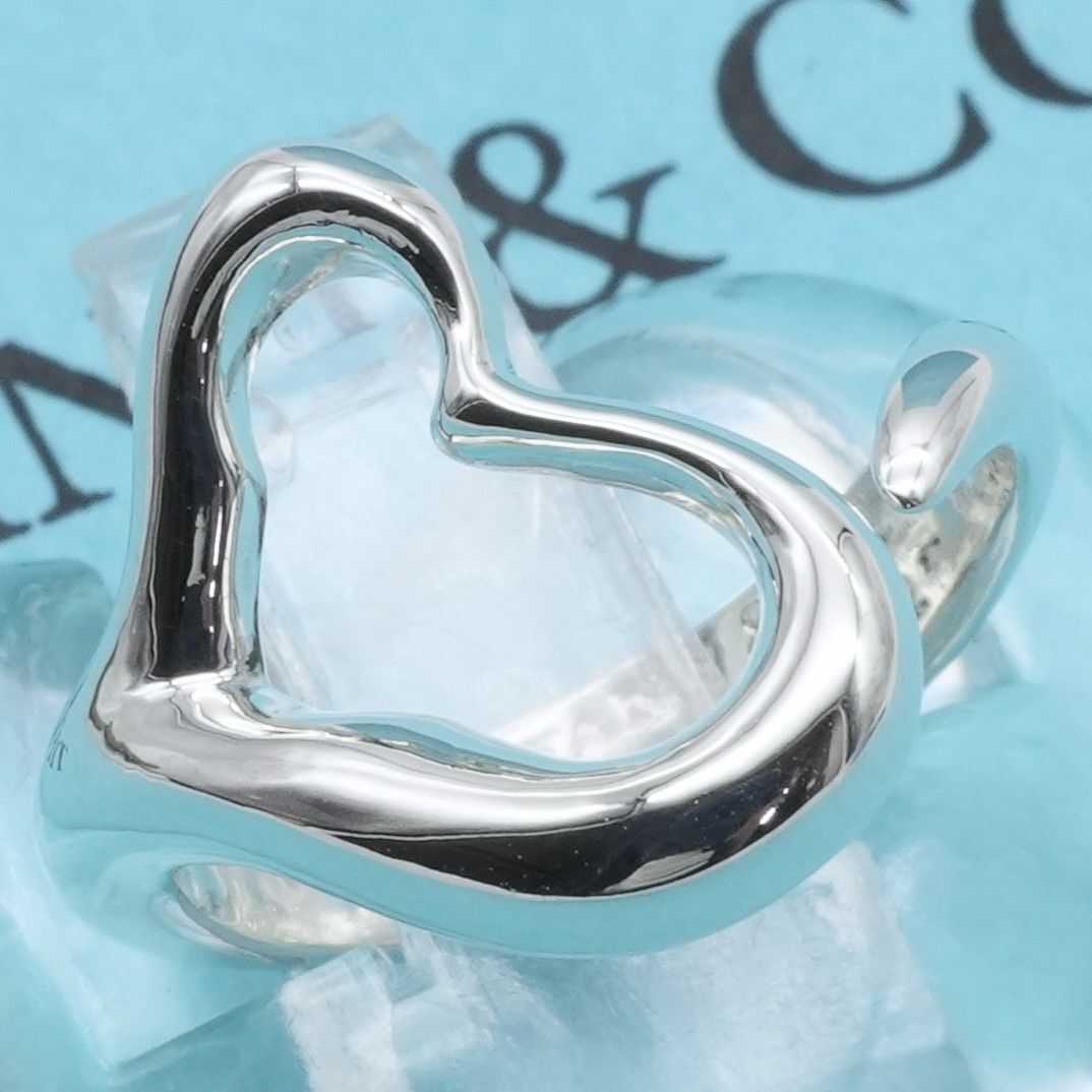 極美品8号 ティファニー オープンハート シルバー リング/25-1246S拍卖