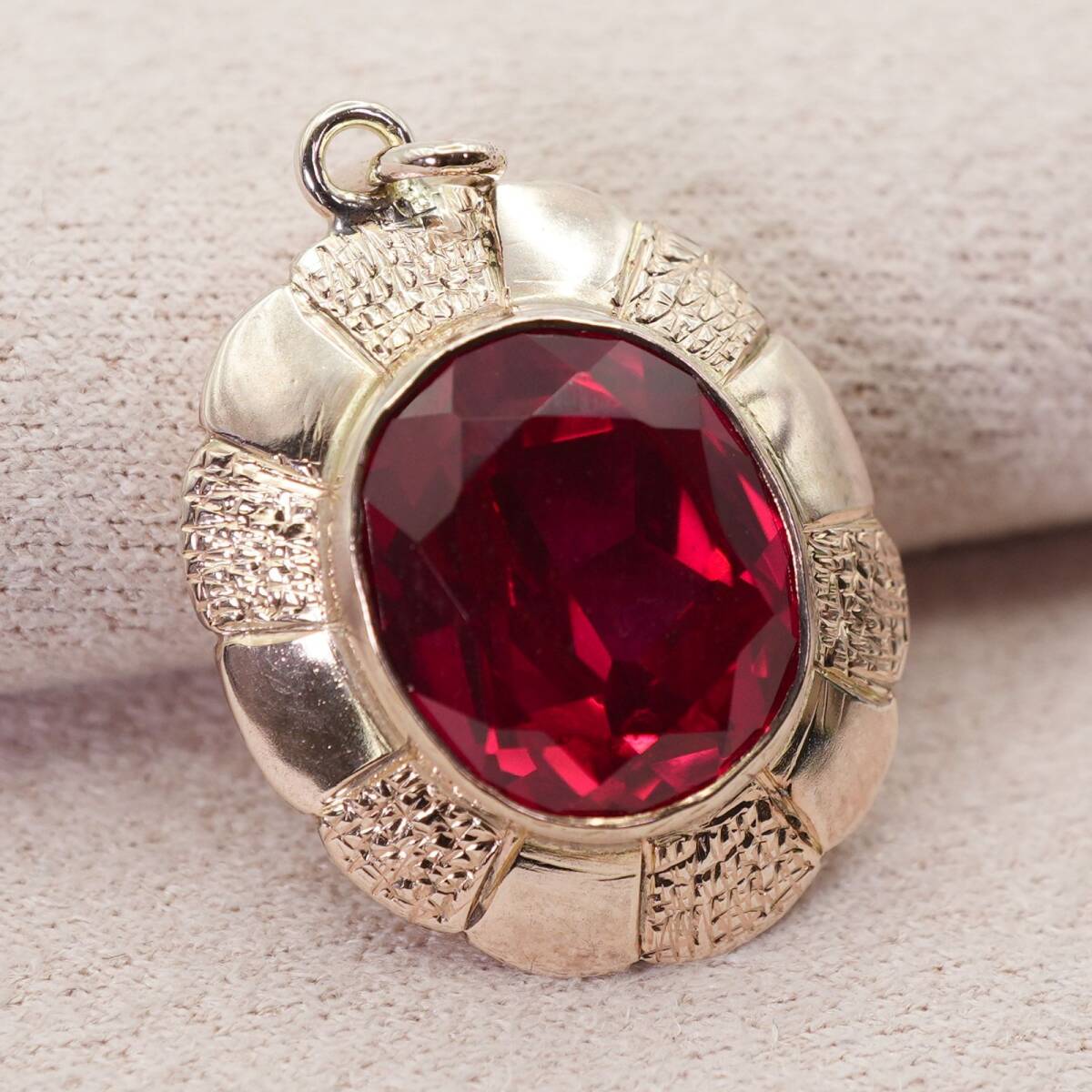 14K ネックレストップ レッドストーン アンティーク/24-4891S拍卖