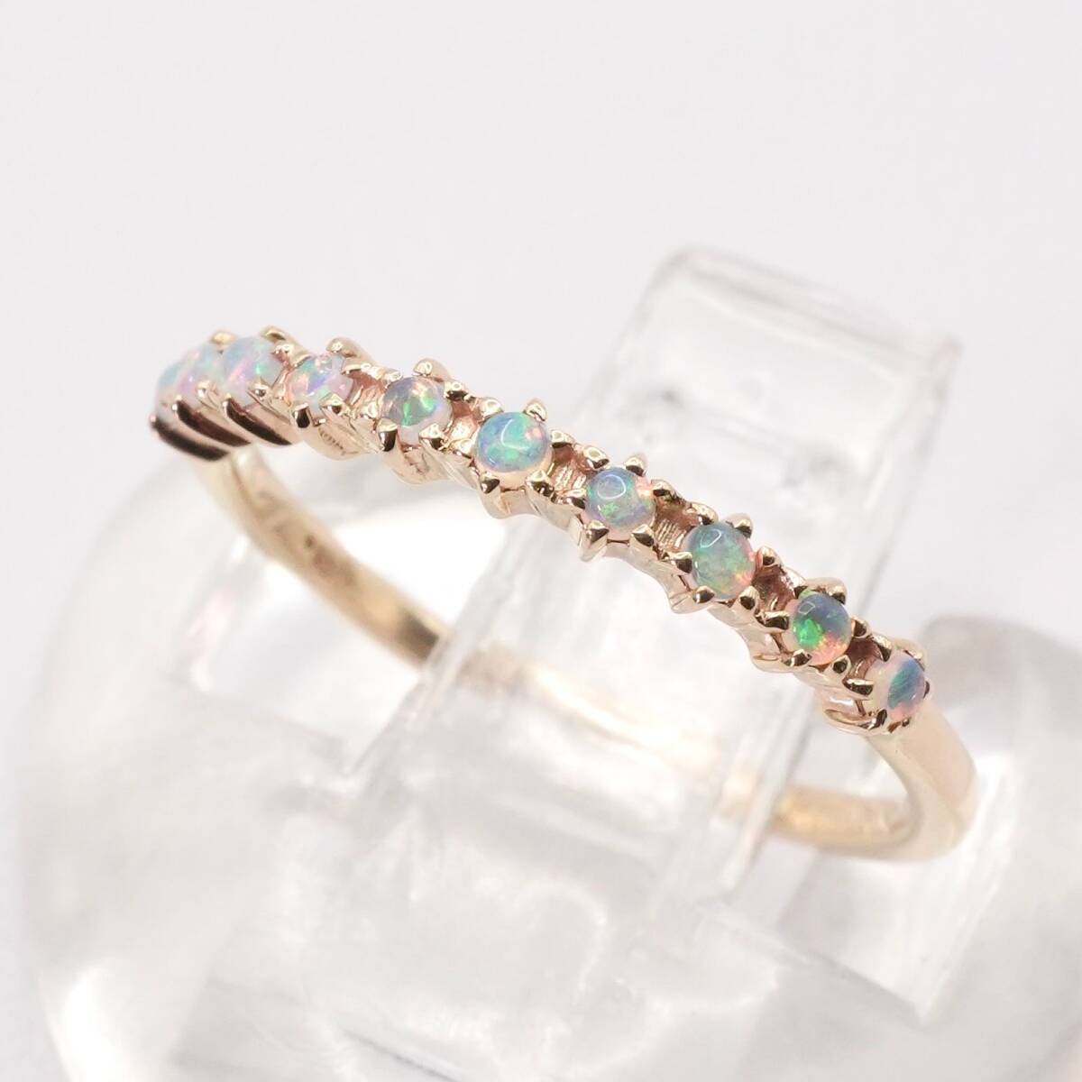 美品 アガット オパール ハーフエタニティ リング K10/24-4377拍卖