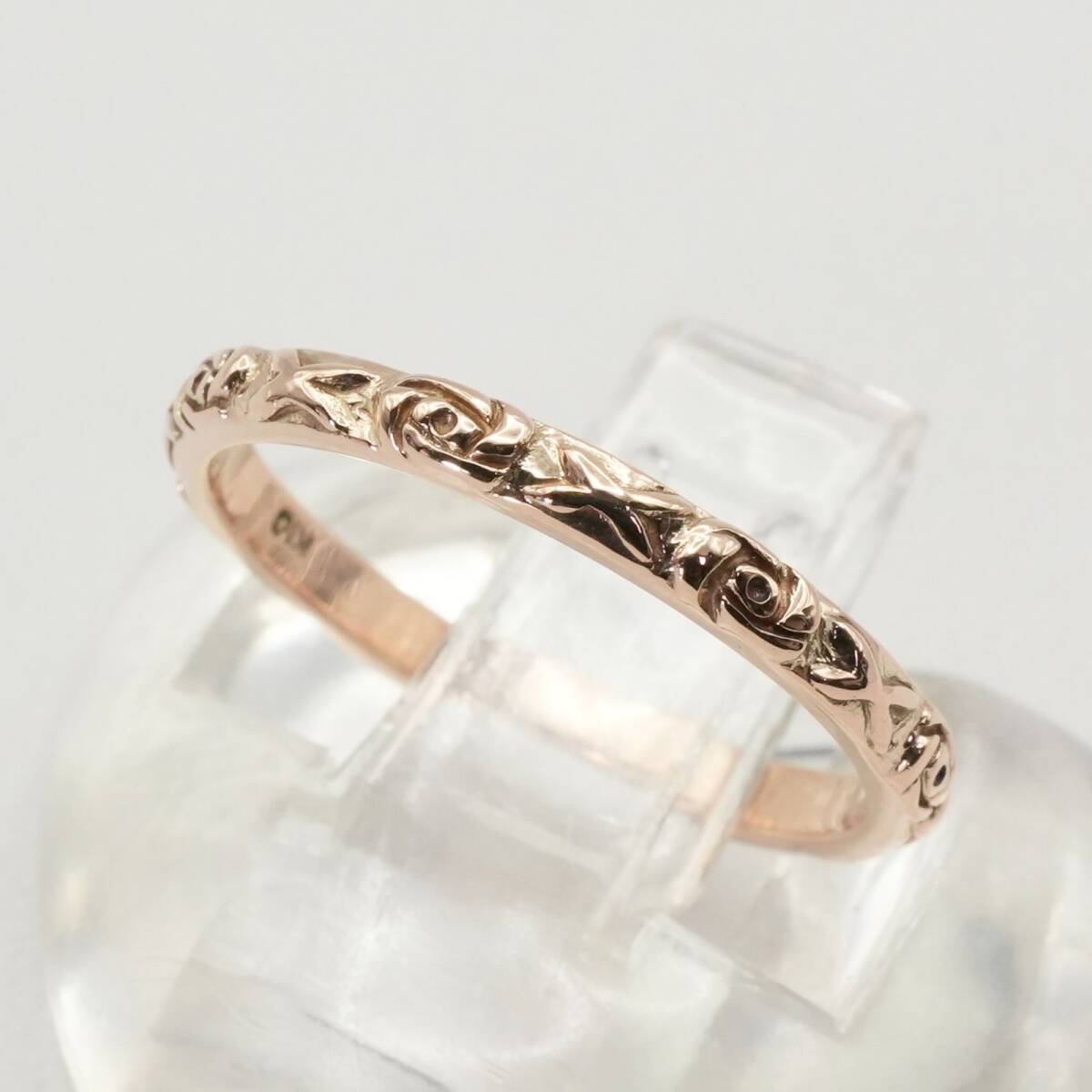 美品 アガット K10 薔薇 ローズ リング PG バラ/24-3835S拍卖