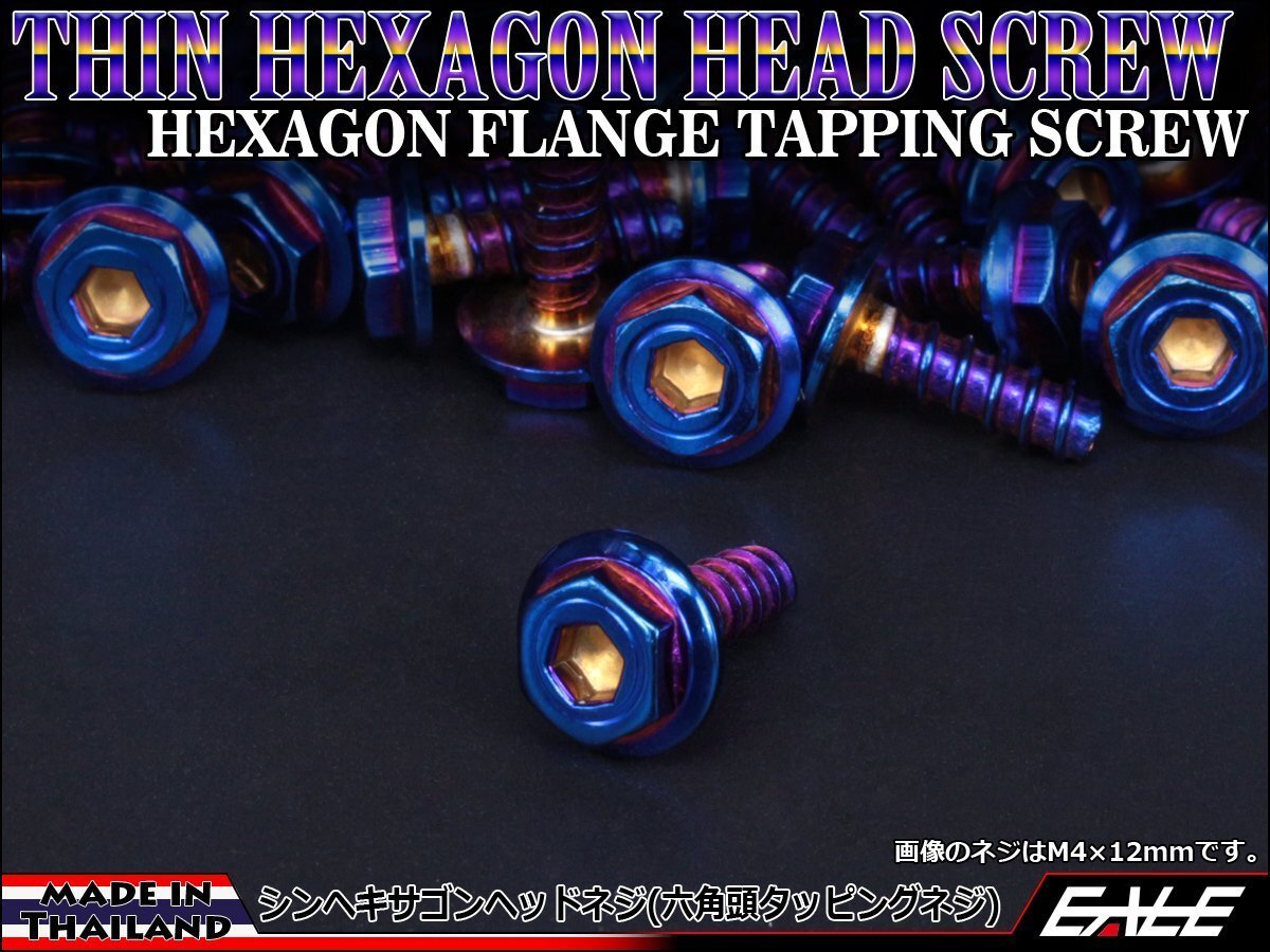 M5×25mm SUSステンレス シンヘキサゴンヘッドネジ タッピングネジ 六角頭 フランジ カウルやパネルなどに 焼チタンカラー TC0060拍卖