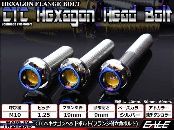 M10×25mm ステンレス 2色ヘキサゴンヘッドボルト 六角ボルト フレームやエンジン周りに シルバー/焼チタンカラー TB0700拍卖