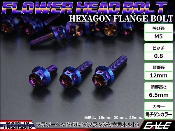 M5×12mm ステンレス フラワーヘッドボルト 六角ボルト タンクキャップやキャブなどに 焼チタンカラー TB0536拍卖