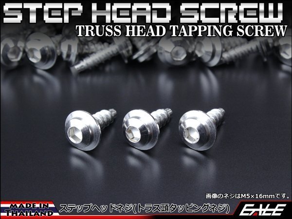 M5×25mm ステップヘッドネジ タッピングネジ ステンレス 削り出し トラス頭 カウルやパネルなどに シルバー TC0035拍卖
