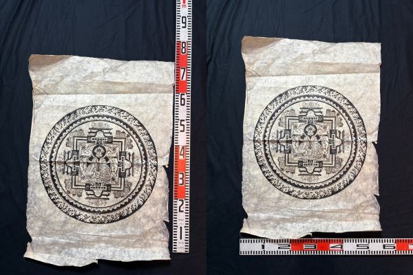 現状品 年代不明 曼荼羅 ネパール?チベット? 仏教 仏画 仏教美術 密教 古玩 摺物 木版画 古書 レトロ アンティーク まくり めくり拍卖