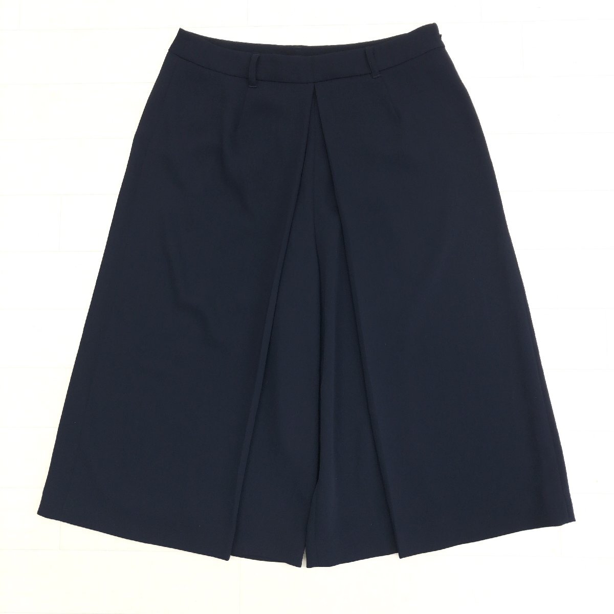 美品 ANAYI アナイ タック ワイド ガウチョパンツ 38(M) w66 濃紺 ネイビー 日本製 キュロット フレアパンツ スカーチョ レディース拍卖