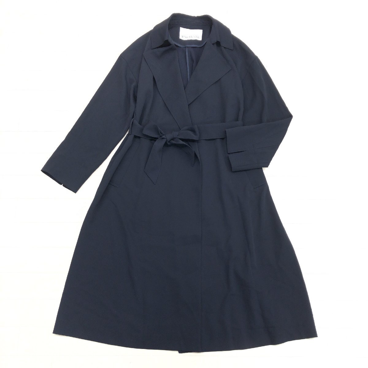 ●美品 NATURAL BEAUTY BASIC ナチュラルビューティベーシック オープン ドレス トレンチコート M 濃紺 ネイビー ガウンコート レディース拍卖