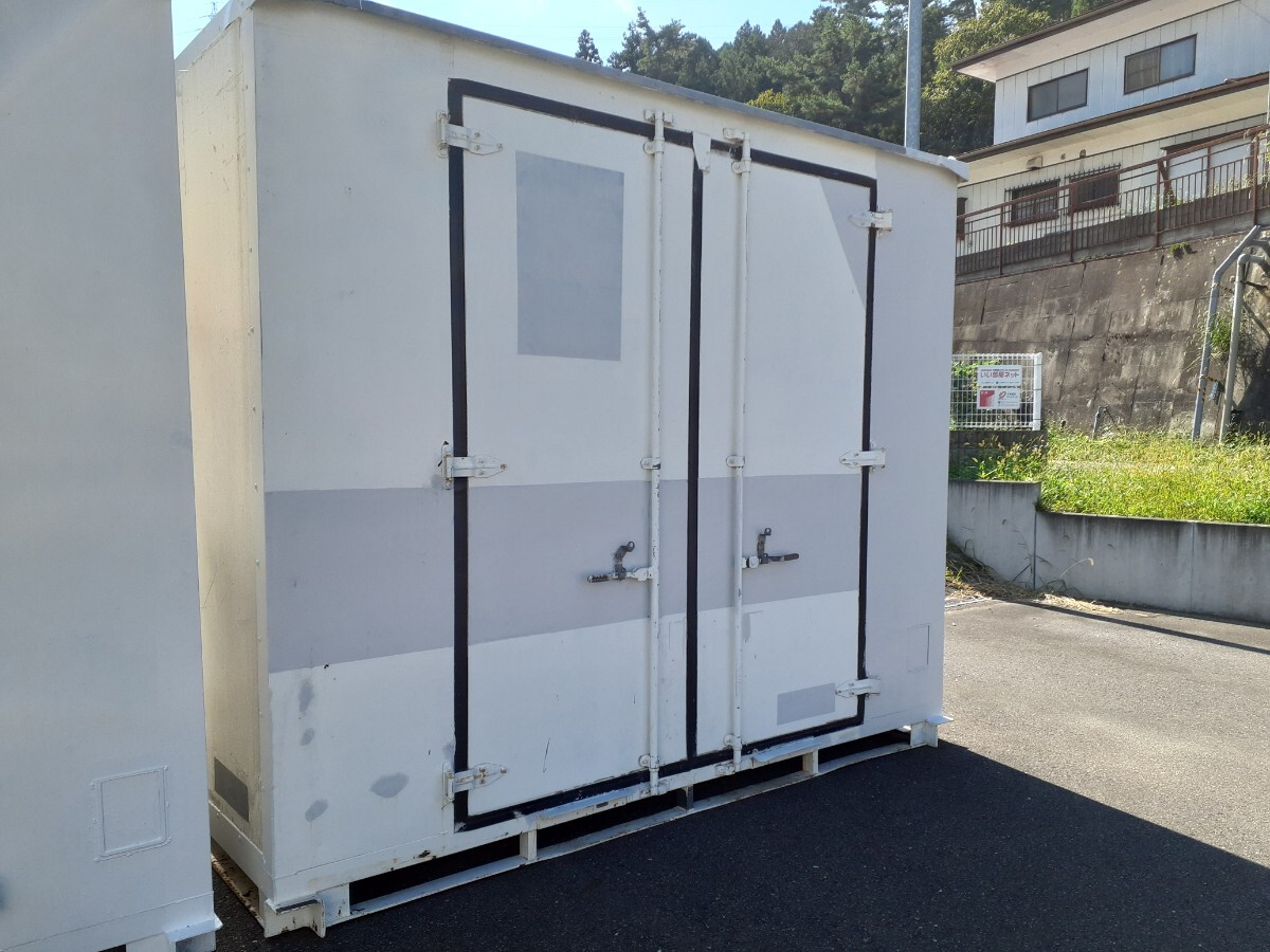 福島発 3M コンテナ 南京錠で施錠可能 車庫アルミバン  中古コンテナ 物置 自転車置き場 バイクガレージ 資材置場トラックの荷台拍卖