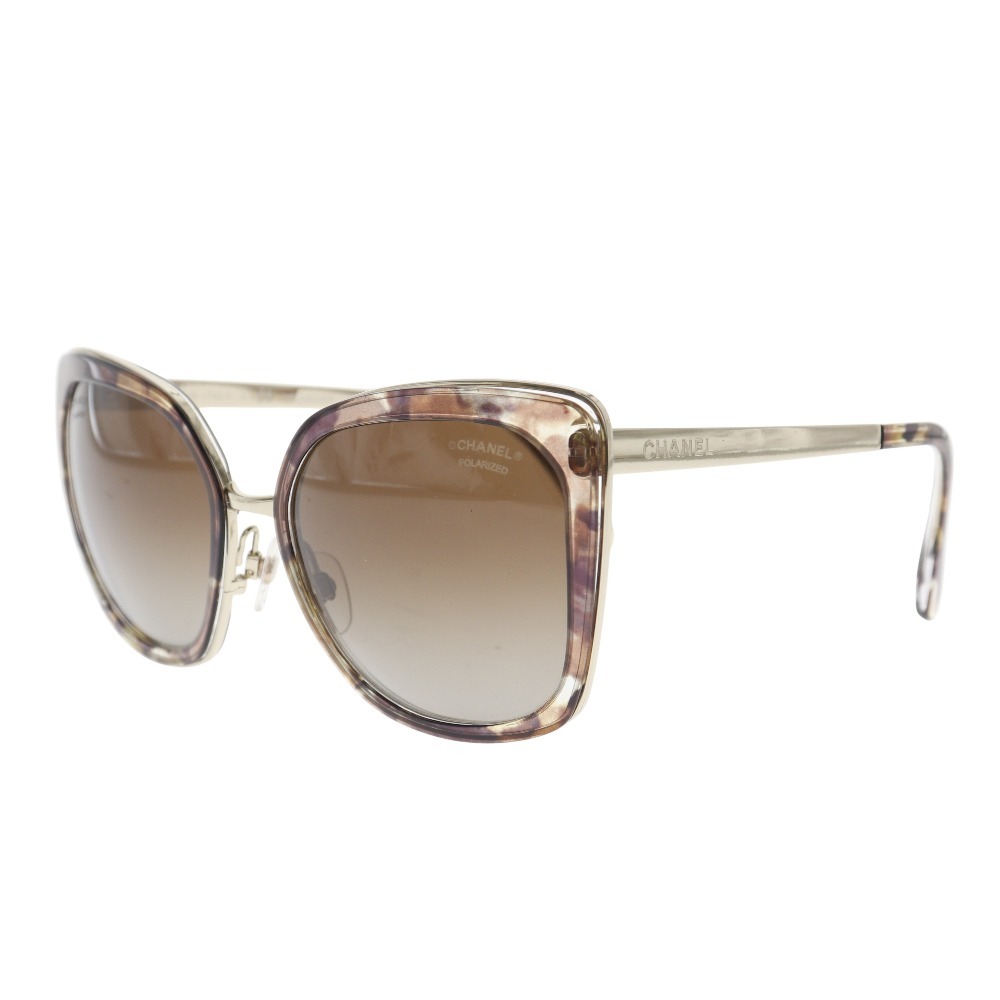 CHANEL シャネル サイドロゴ POLARIZED 偏光レンズ 4209 サングラス プラスチック×金属製 茶 レディース【S181225749】中古拍卖