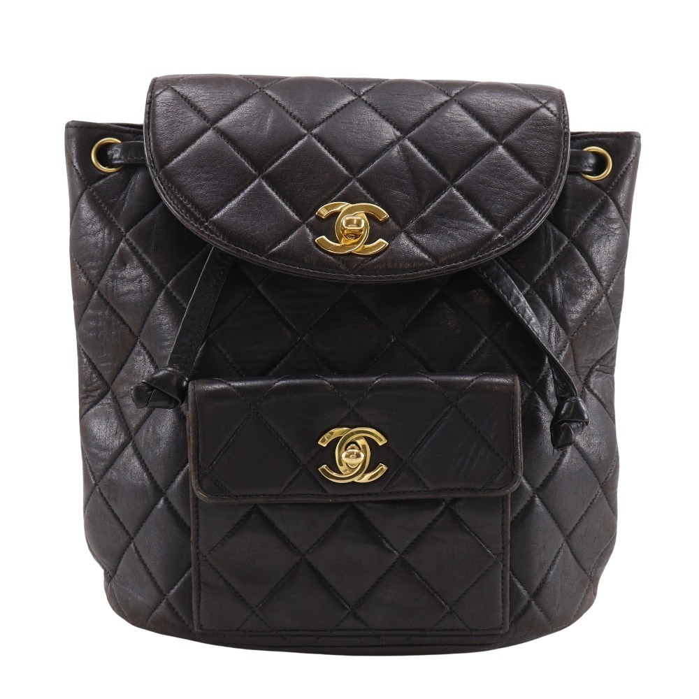 CHANEL シャネル マトラッセ チェーンリュック ココマーク A10177 リュック・デイパック ラムスキン 黒 レディース【I180725044】中古拍卖