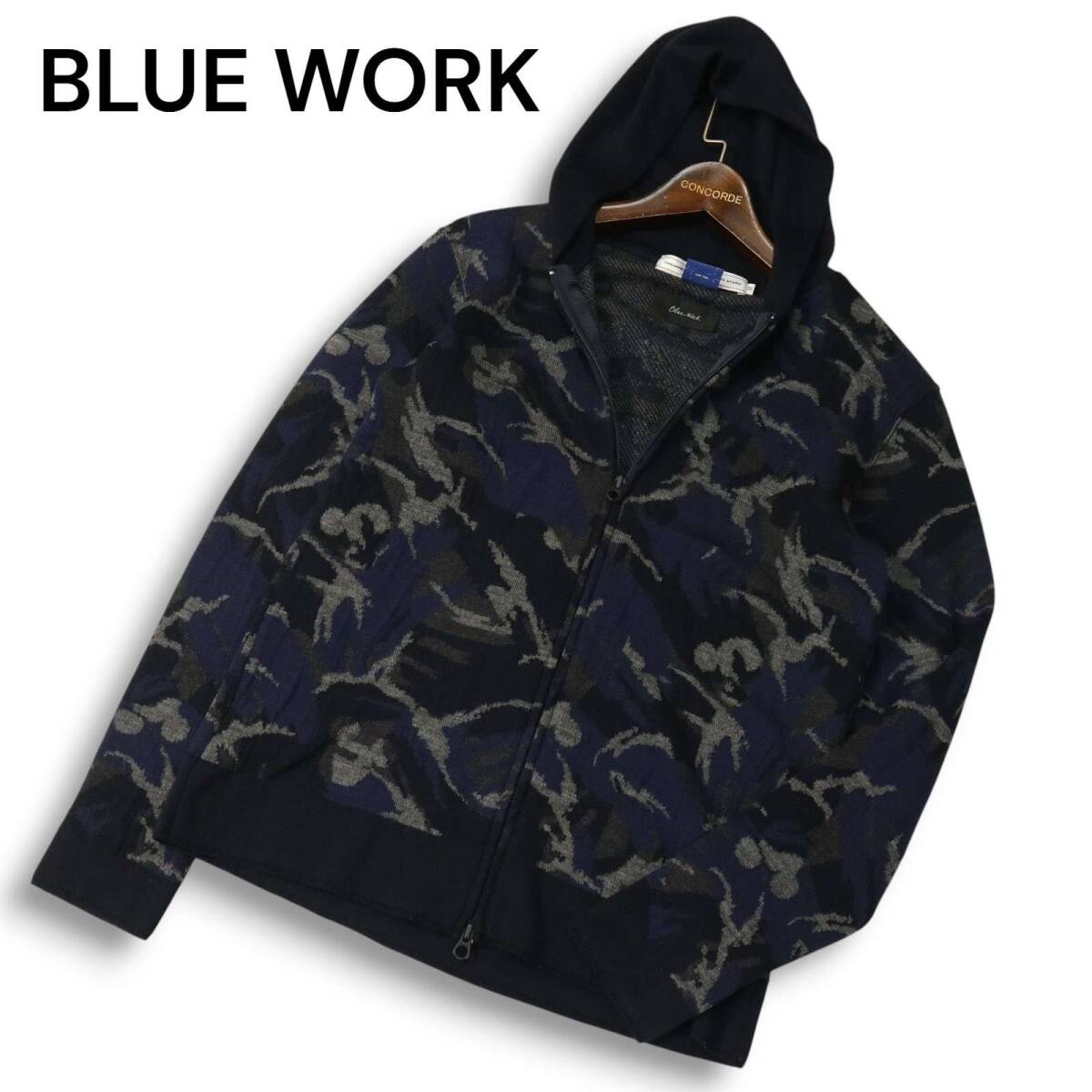 DREAMING OF THE SHINING STARS × Disney × BLUE WORK トゥモローランド カモフラ柄 ウール ニット パーカー Sz.2 メンズ拍卖