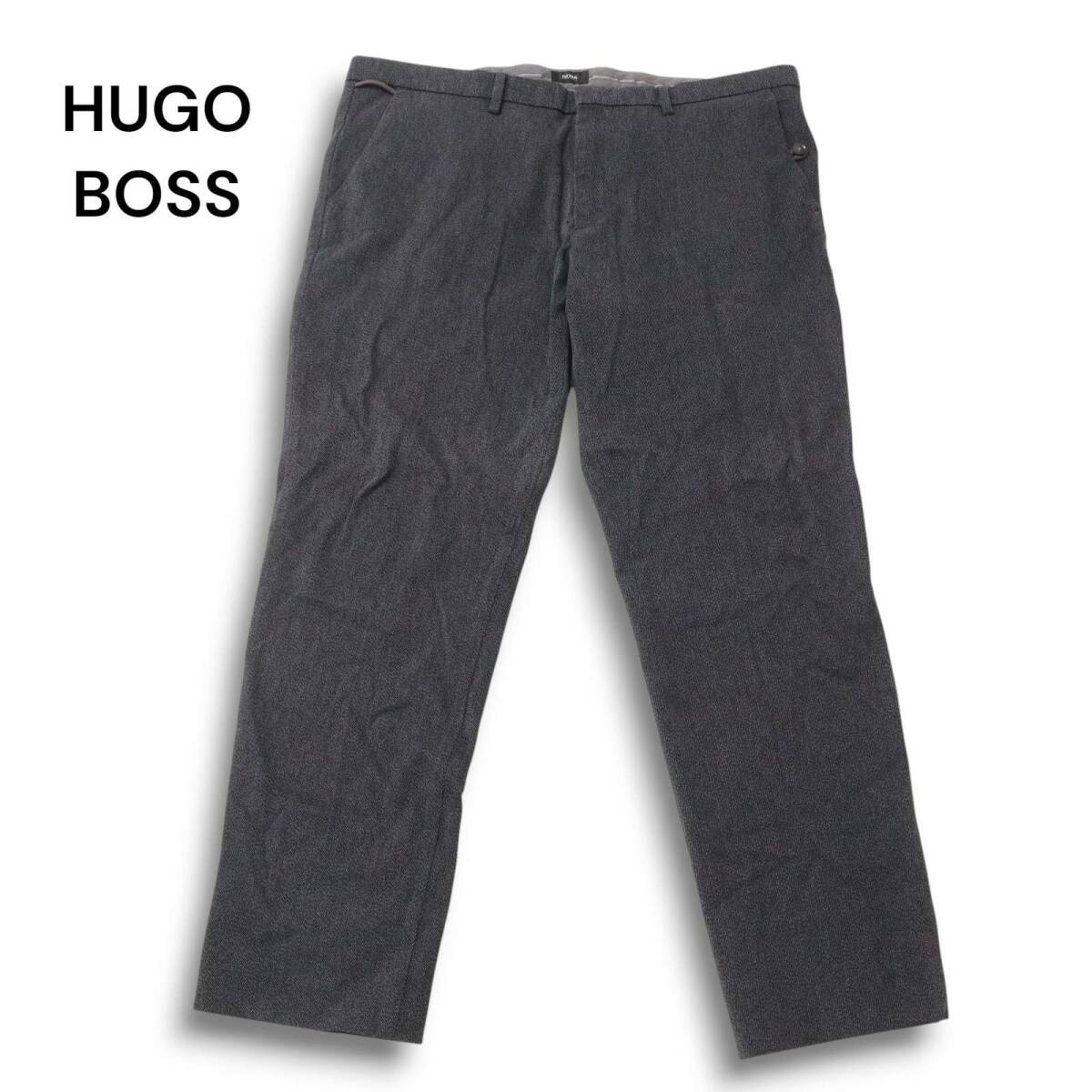 HUGO BOSS ヒューゴボス 秋冬 イタリア製生地★ ストレッチ テーパード スラックス パンツ Sz.42R メンズ 灰 大きいサイズ拍卖