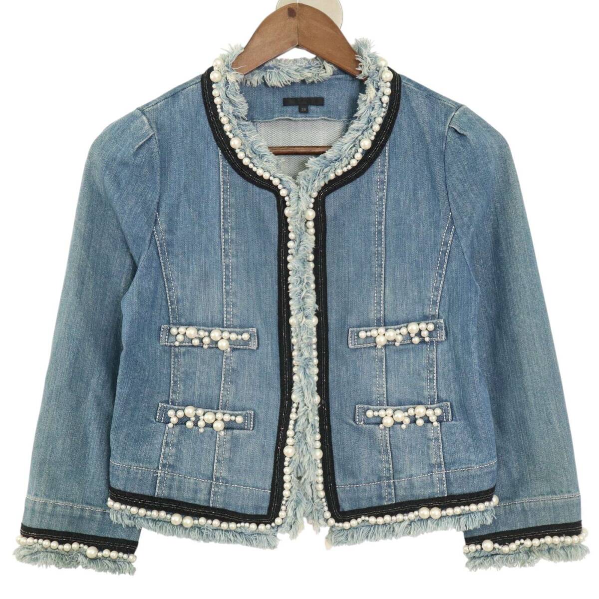 TO BE CHIC トゥービーシック 通年 ストレッチ デニム★ Gジャン デニムジャケット Sz.38 レディース拍卖