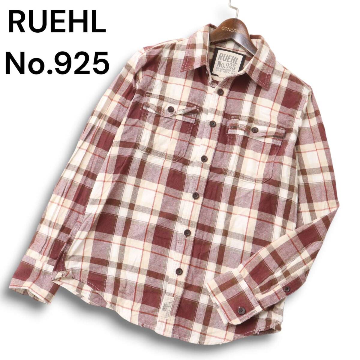 RUEHL No.925 ルールナンバー925 秋冬 長袖 ワーク チェック フランネル シャツ Sz.M メンズ拍卖