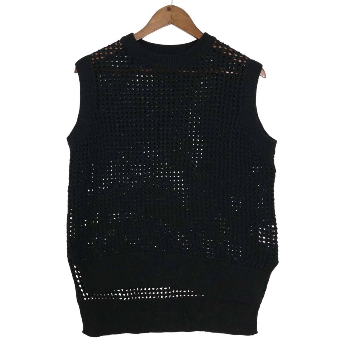 LOWRYS FARM ローリーズファーム 通年★ ニット メッシュ ベスト Sz.F レディース 黒拍卖