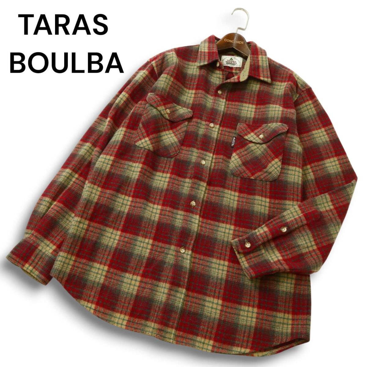 TARAS BOULBA タラスブルバ 秋冬 ウール★ 長袖 ワーク チェック ネル シャツ Sz.LL メンズ アウトドア 大きいサイズ 日本製拍卖