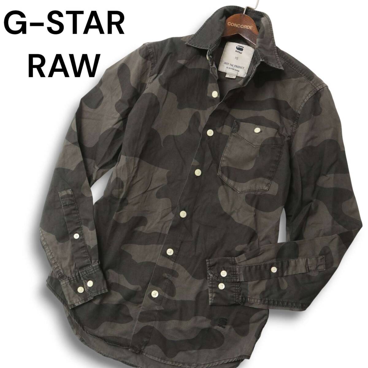 G-STAR RAW ジースター ロウ 【CORE-R PKT SHIRT L/S】通年 長袖 カモフラ 迷彩 総柄 シャツ Sz.XS メンズ拍卖