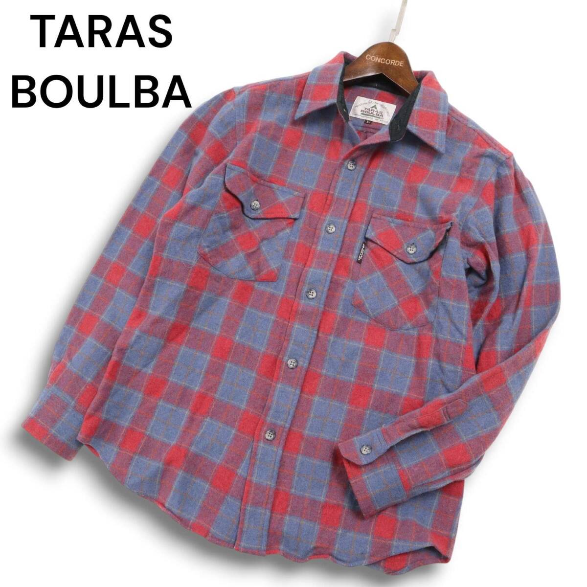 TARAS BOULBA タラスブルバ 秋冬 ウール★ チェック 長袖 フランネル ワーク シャツ Sz.L メンズ アウトドア 日本製拍卖