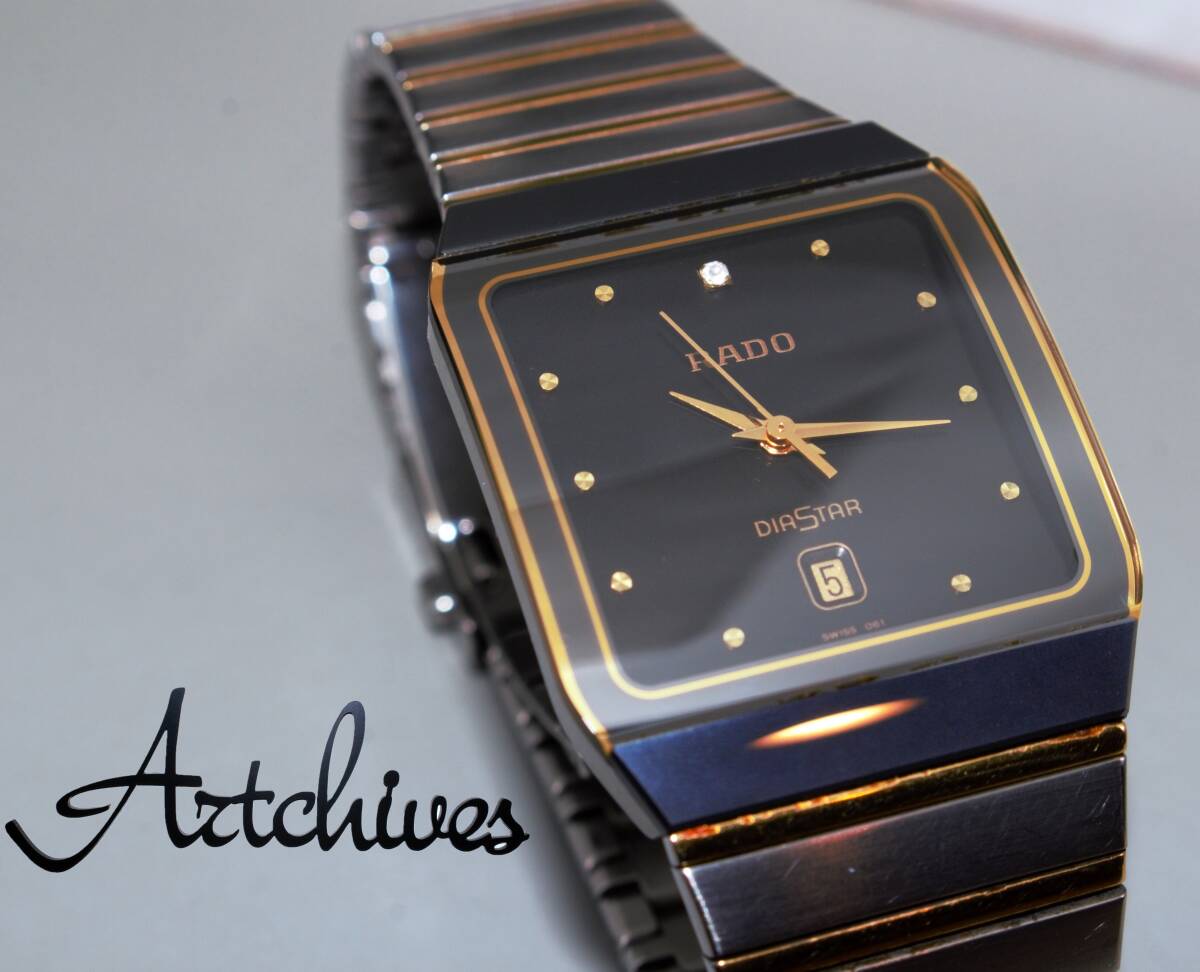 ☆時計☆RADO (ラドー)☆129.0266.3☆ダイヤスター☆BK文字盤 メンズ クォーツ 腕時計 稼働品☆『VRW-1323』拍卖