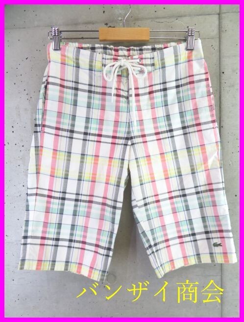 【送料300円可】3090s20◆美品です◆LACOSTE ラコステ チェック柄 ショートパンツ M/ハーフパンツ/ショーツ/ジャケット/ポロシャツ/ゴルフ拍卖