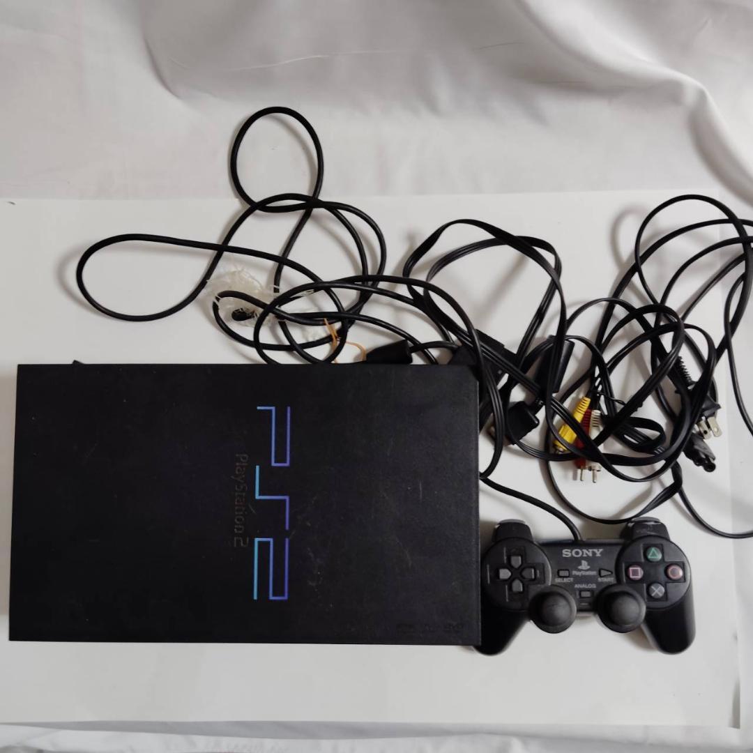 ジャンク SONY PS2 SCPH-35000 薄型 プレイステーション2 本体 コントローラー 電源ケーブル 映像ケーブル 中古拍卖