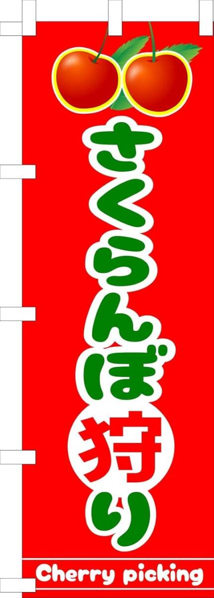 のぼり旗「さくらんぼ狩り のぼり旗 さくらんぼ狩 幟旗 サクランボ狩り Cherry picking Festival さくらんぼフェア B 果物狩り」送料360円拍卖